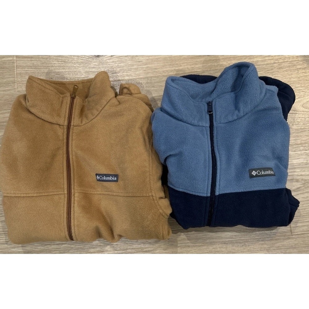 2 Columbia Men's Fleece Jacket Full Zip  Color Block‎ Size XL